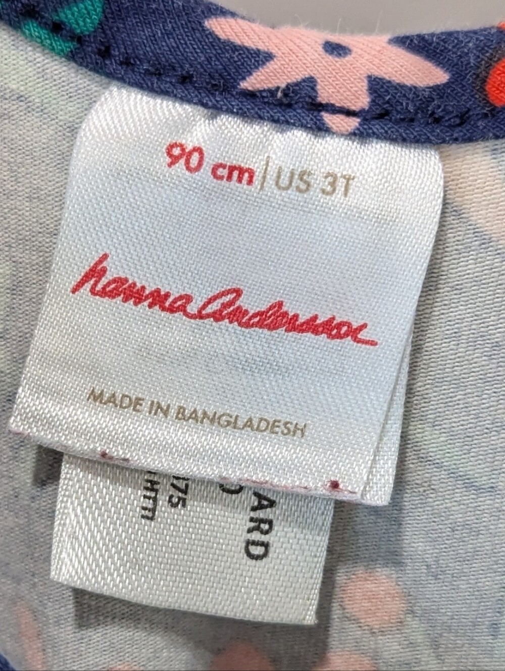 Hanna Andersson Kids Dress Winter Berries Red Navy Blue Cotton Girls Size 3T 90 - Picture 5 of 6